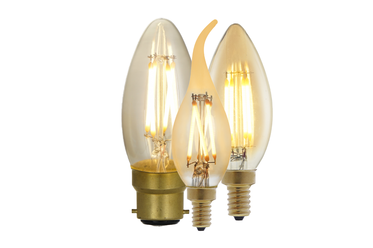 Omitaled's candle-shaped LED filament bulbs provide elegant, energy-efficient lighting, perfect for decorative and professional use.