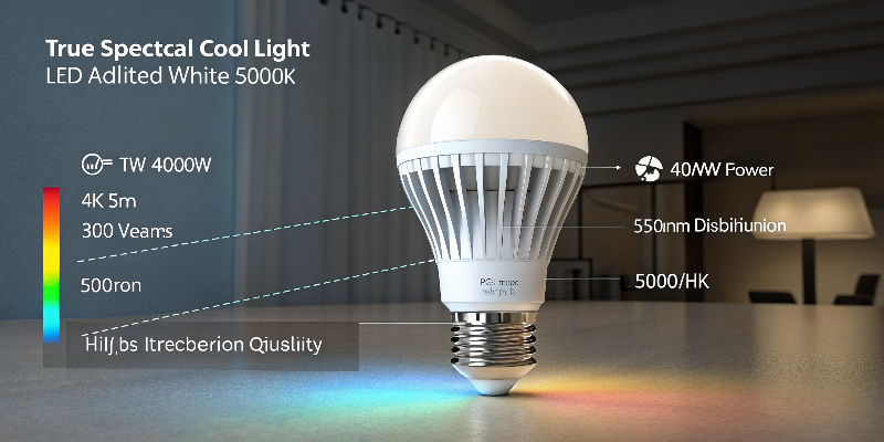 LED bulb with specifications, modern indoor setting