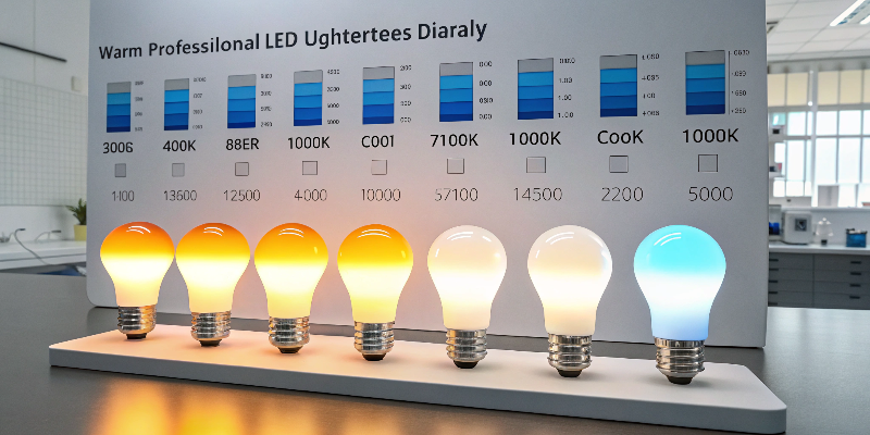 LED bulb comparison LED bulbs showing different color temperatures, showcasing various lighting options