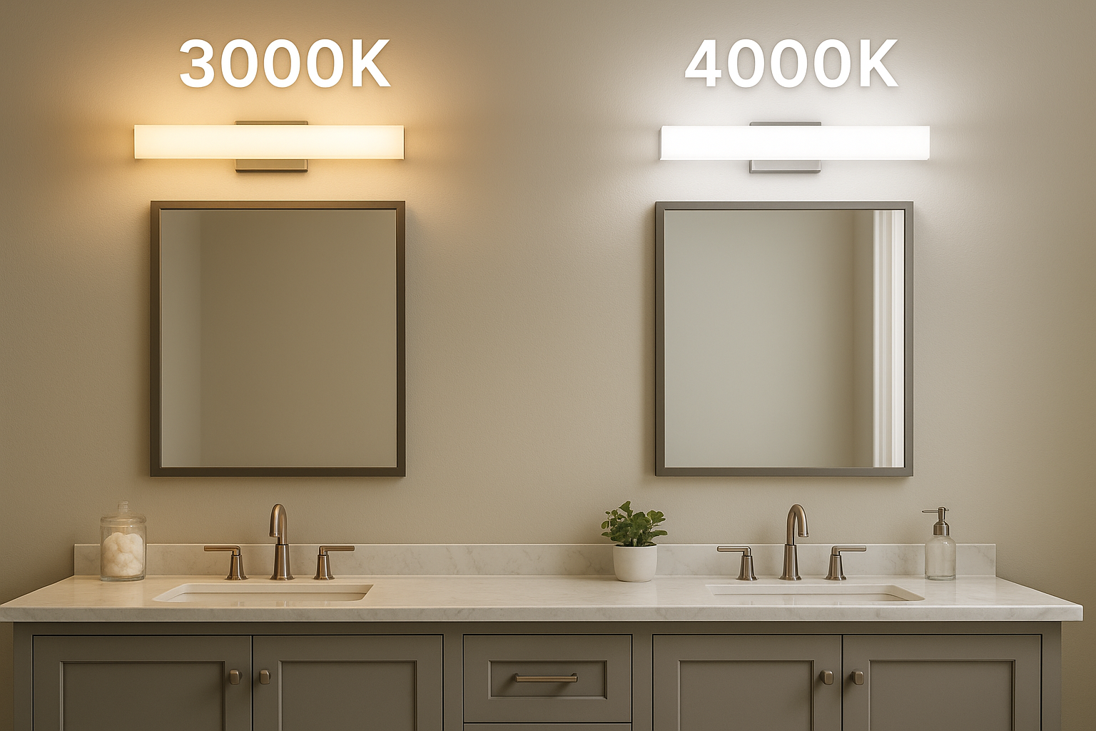 3000K vs 4000K lighting above bathroom mirrors