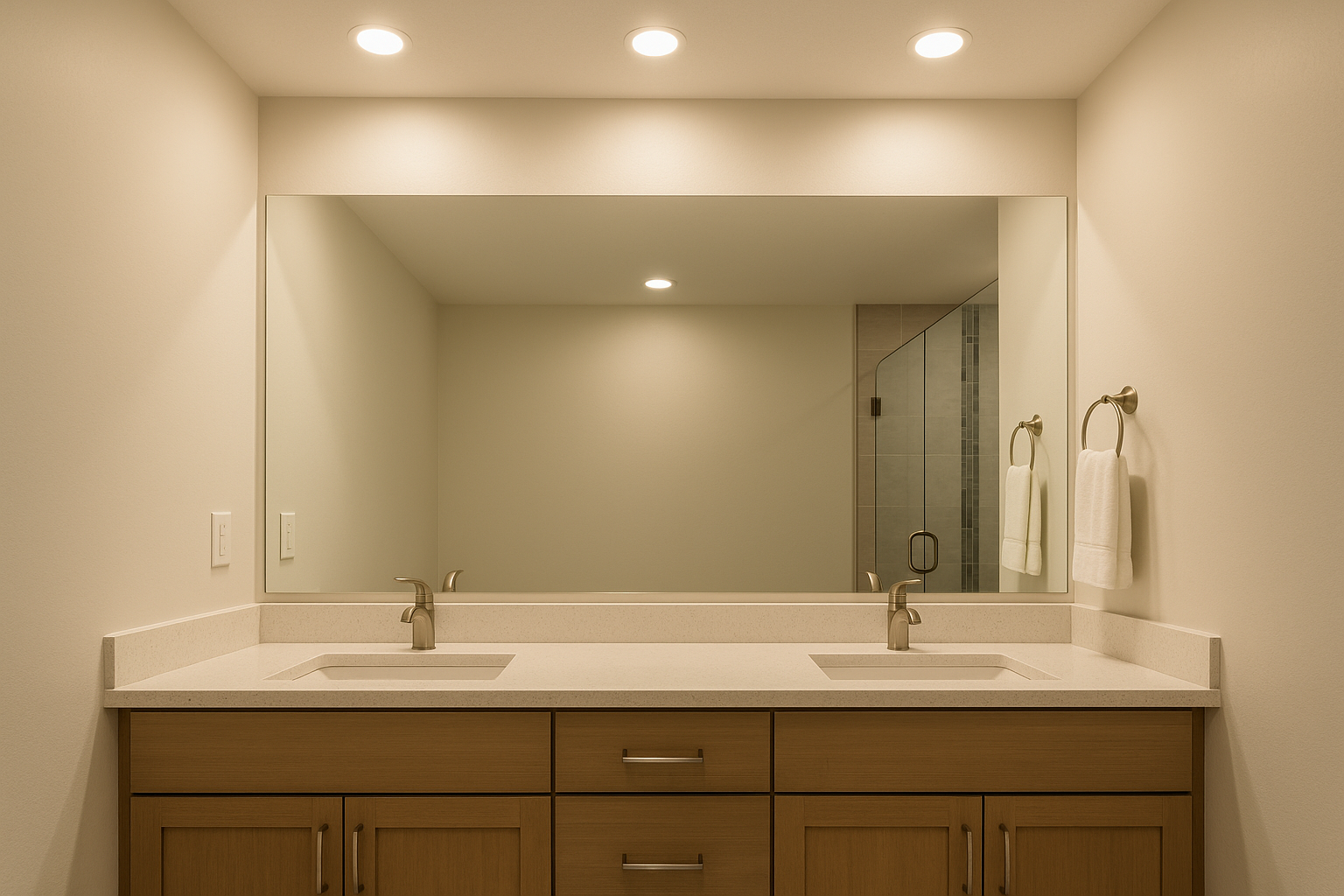Ceiling spotlights vs diffused mirror lights