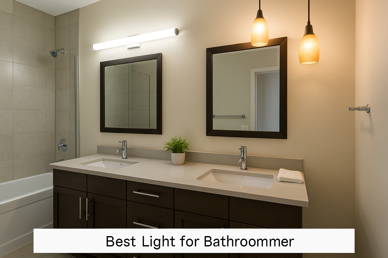 Modern bathroom with mixed lighting zones