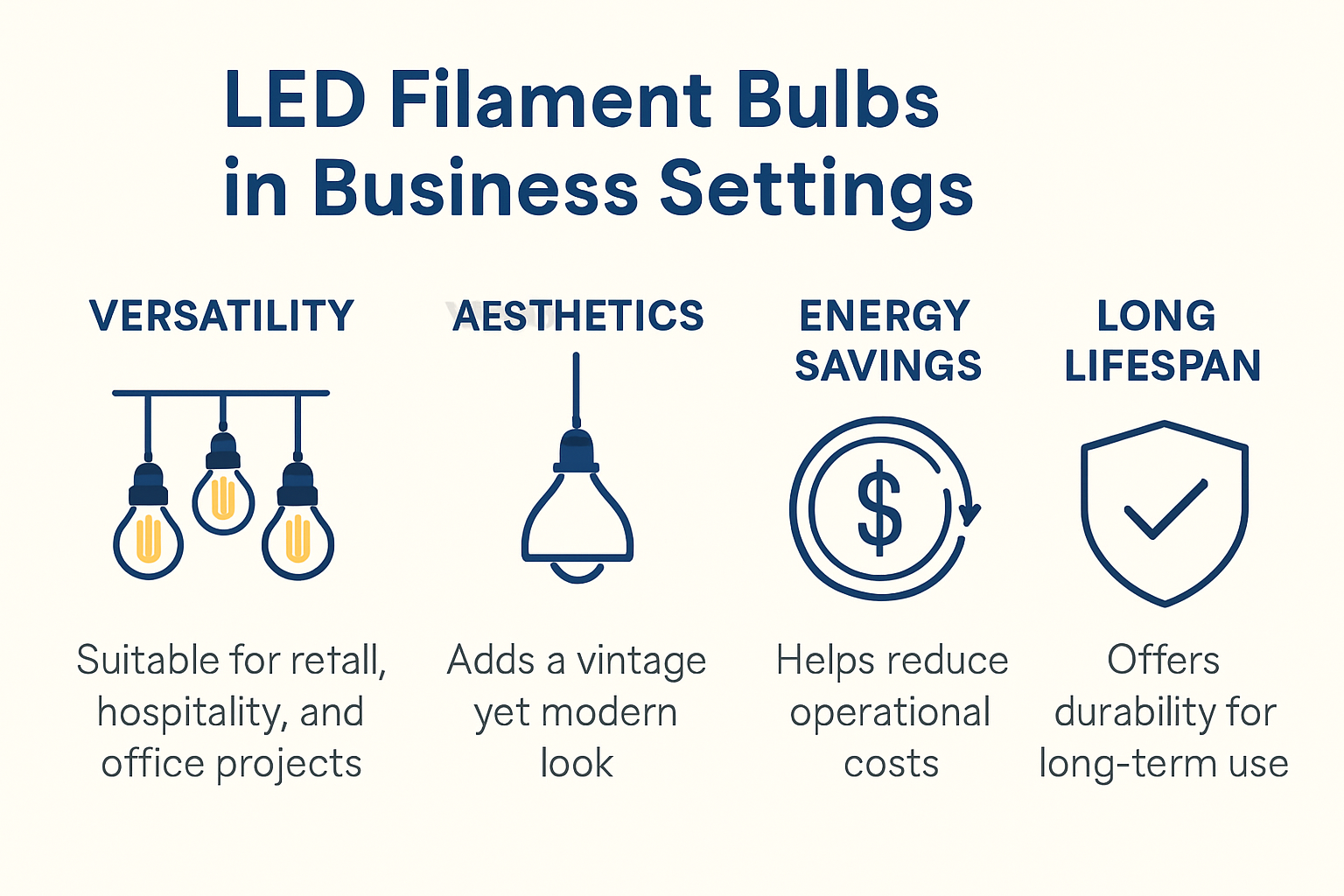 LED filament bulbs in business settings