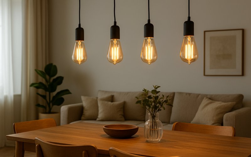 LED filament bulbs used by designers
