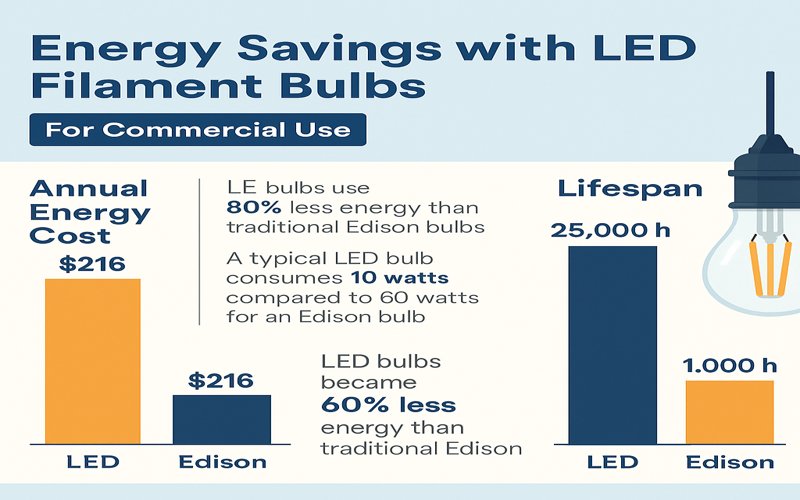 Energy savings with LED filament bulbs