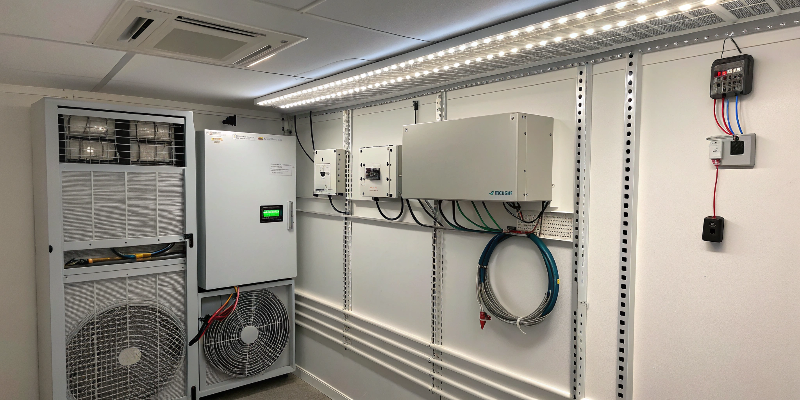 Technical room with LED strip lighting