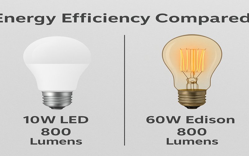 Power usage comparison between LED and Edison
