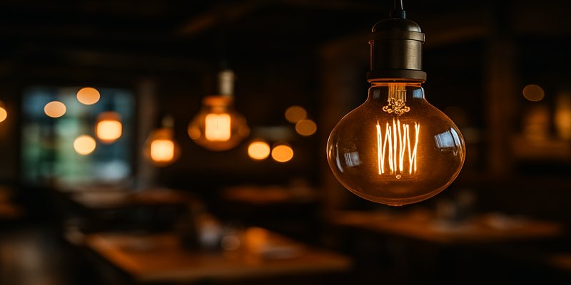 Amber filament bulbs close-up