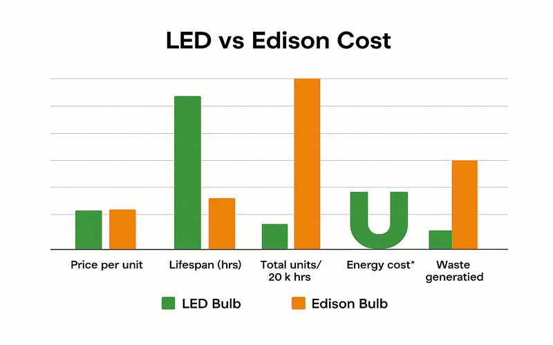 Cost comparison chart for bulb types