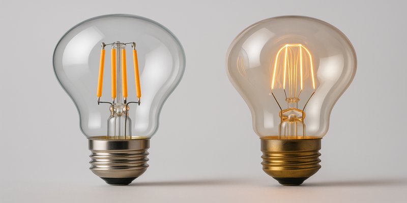 Comparison of LED filament and Edison bulb