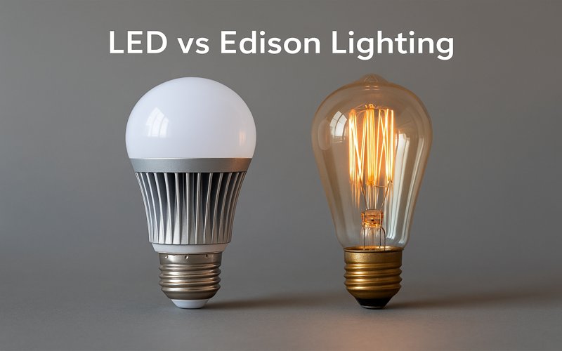 Comparison of LED and Edison bulbs