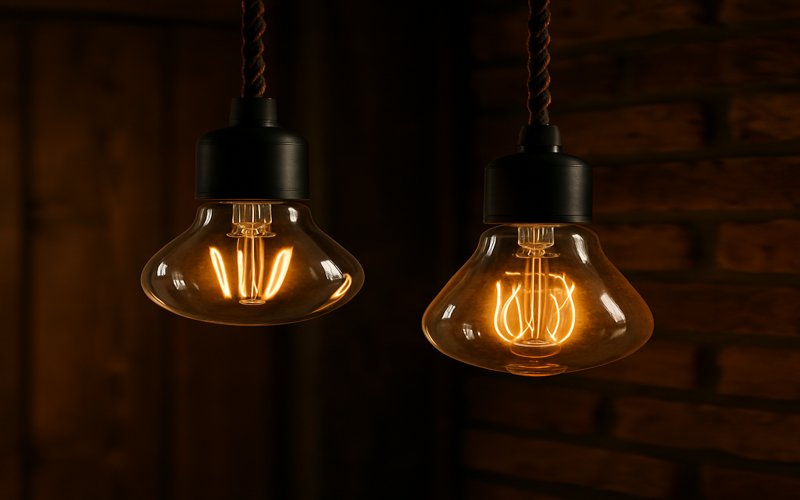 LED filament bulbs in warm tone