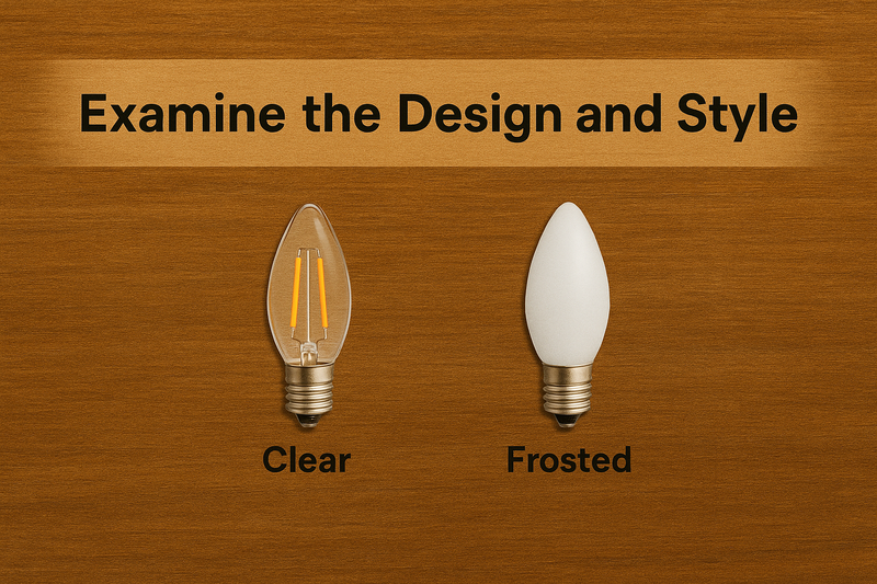 Glass and Filament Styles Clear, frosted, and colored glass C9 LED bulbs arranged in a row