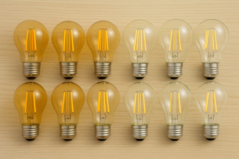 Visual Consistency LED filament bulbs with consistent appearance