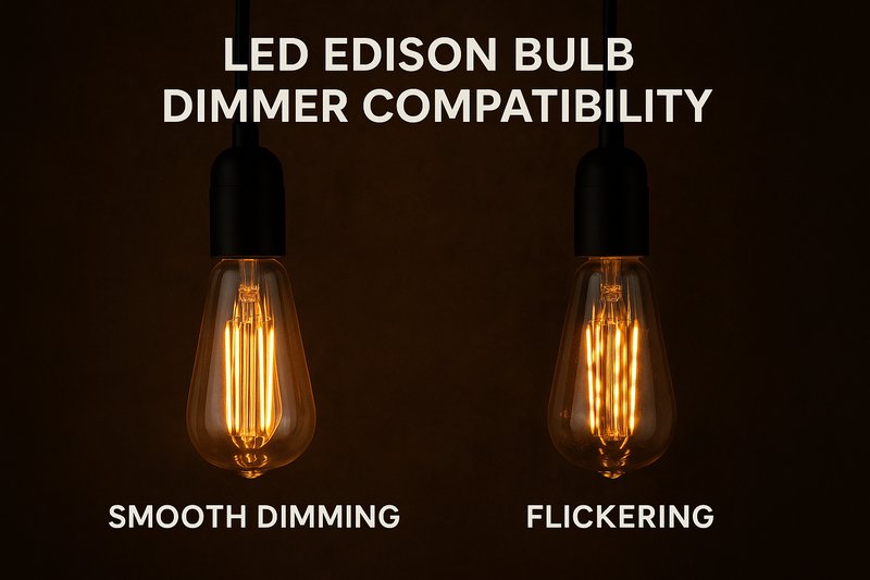 Image of a smoothly dimmed LED Edison bulb ambiance vs. a flickering one