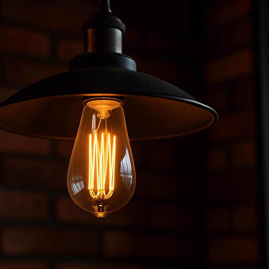 ST64 Edison Bulb ST64 Edison bulb in an industrial-style pendant light