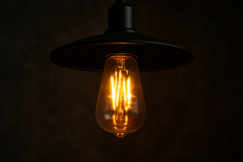 Image of a flickering LED Edison bulb in a fixture