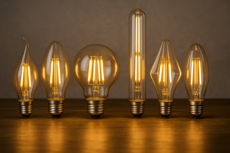 Assortment of different shaped LED Edison bulbs