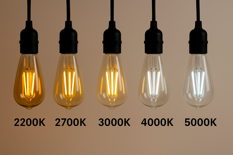 Different color temperatures of LED Edison bulbs