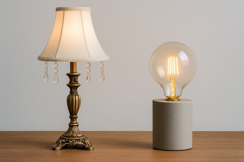 The Business Case for Minimalist Lamp Design A side-by-side comparison of a complex, ornate lamp and a simple, minimalist lamp