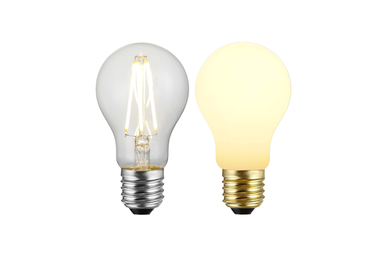 clear and frosted LED filament A60 bulbs comparison