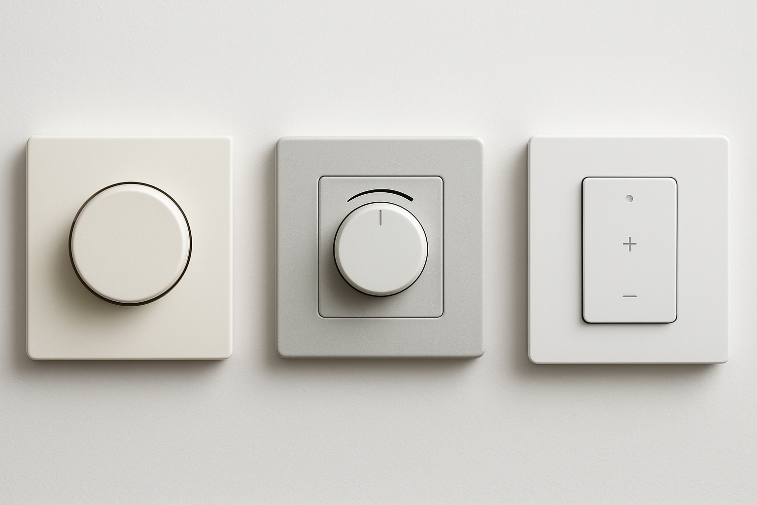 Three different dimmer switch types showing leading edge trailing edge and smart dimmer variants