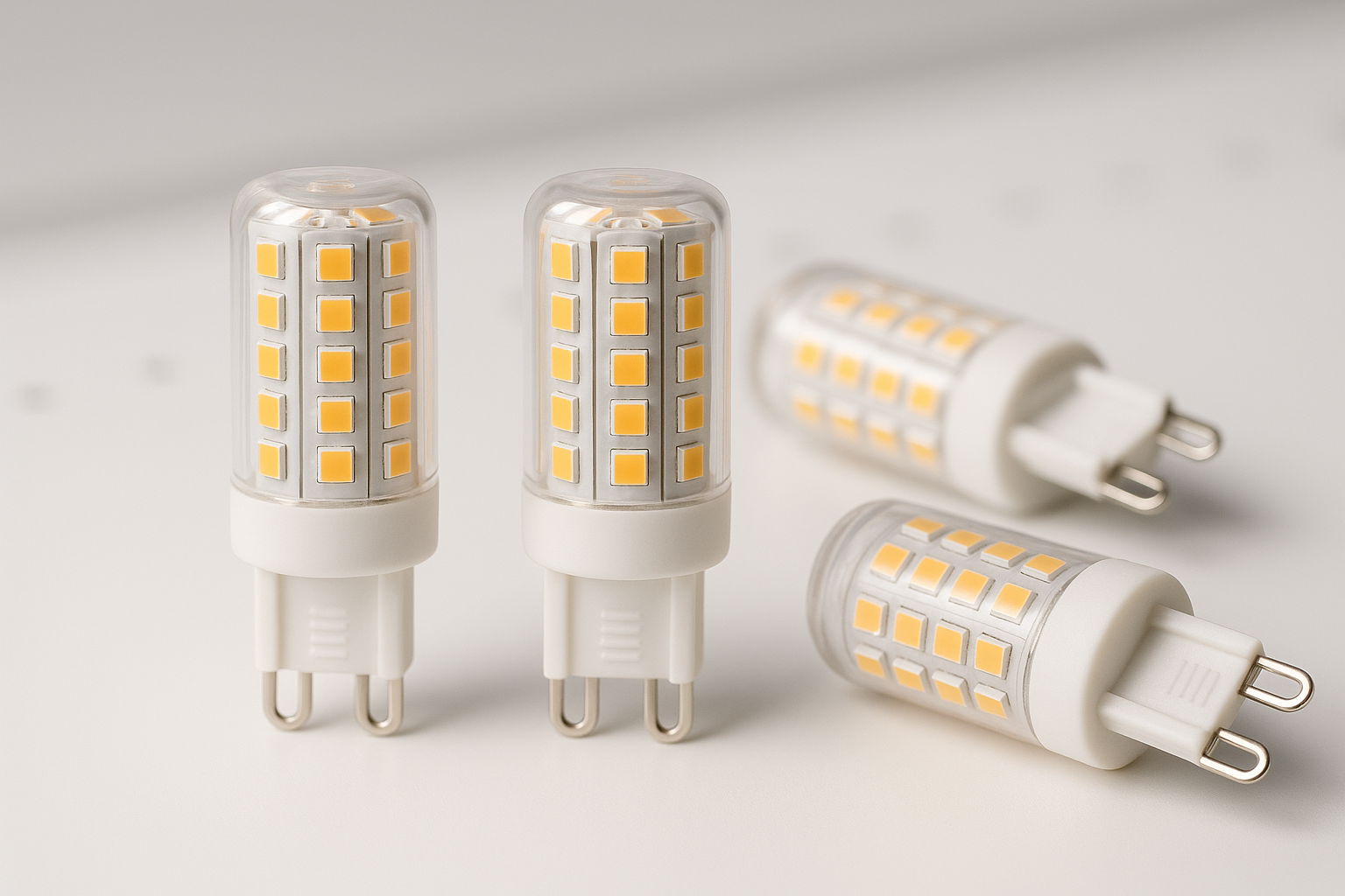 LED capsule lamps on a test bench for compatibility evaluation