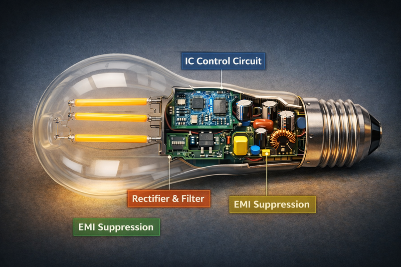 LED filament bulb dimming driver and compatibility components