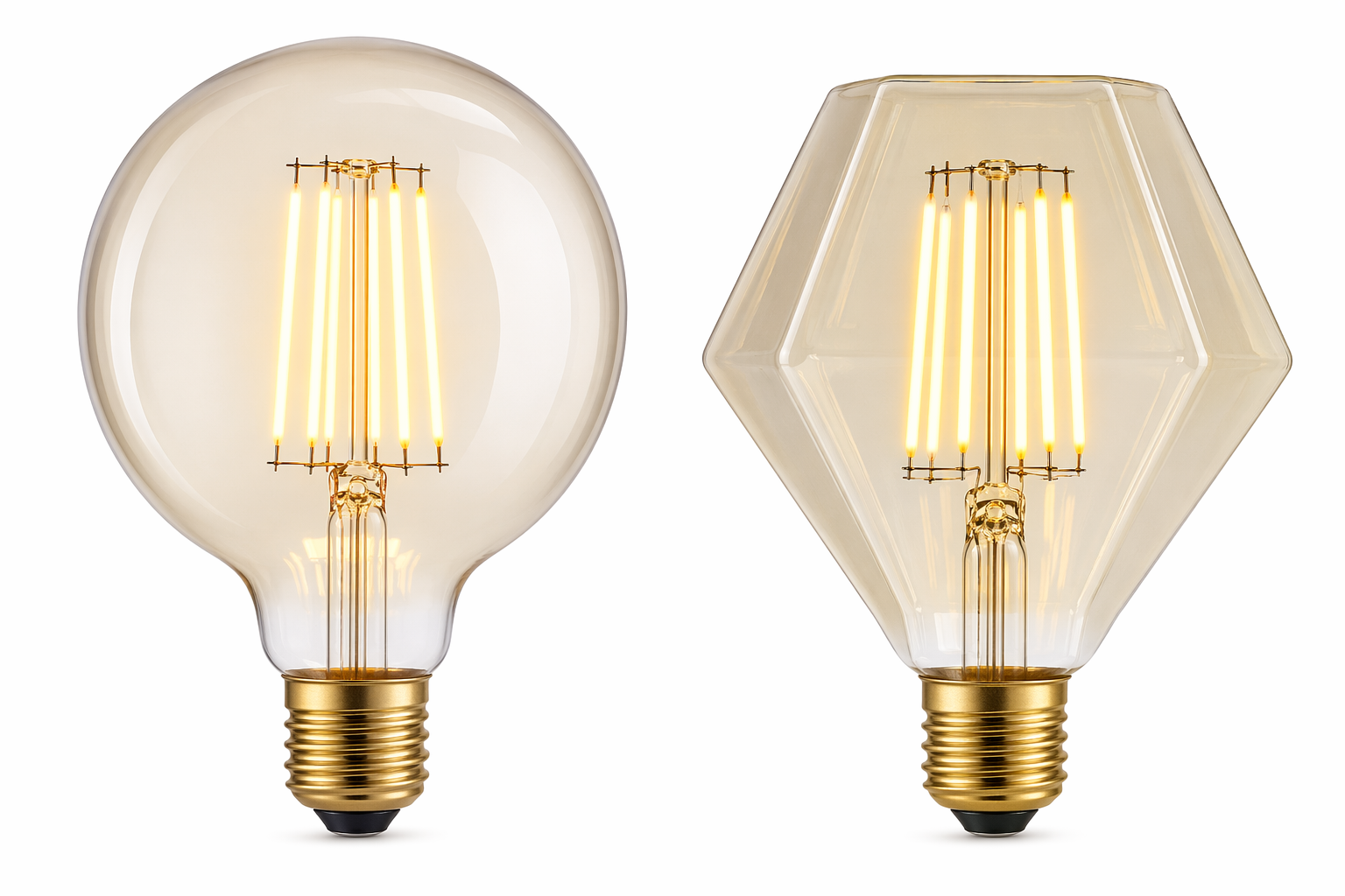 rounded vs angular LED filament bulb shapes
