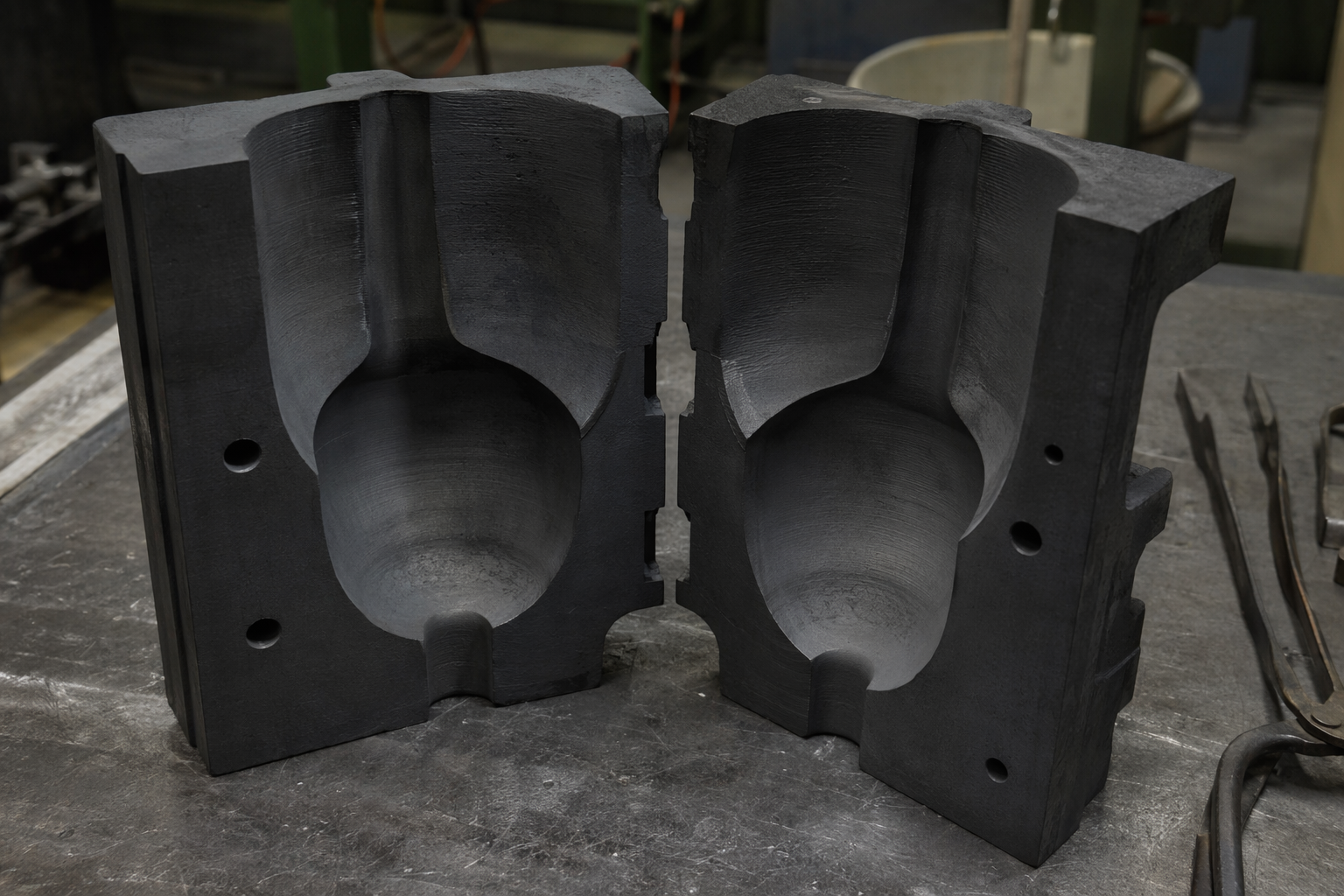 carbon graphite mold for rounded bulb shapes