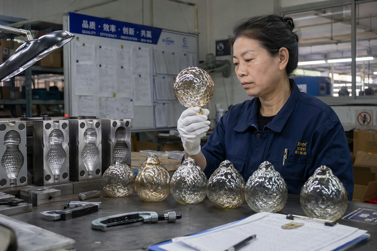 quality inspection of glass bulb samples and mold tooling