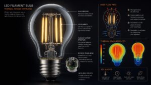 Thermal management inside oversized PS LED filament bulb glass envelope