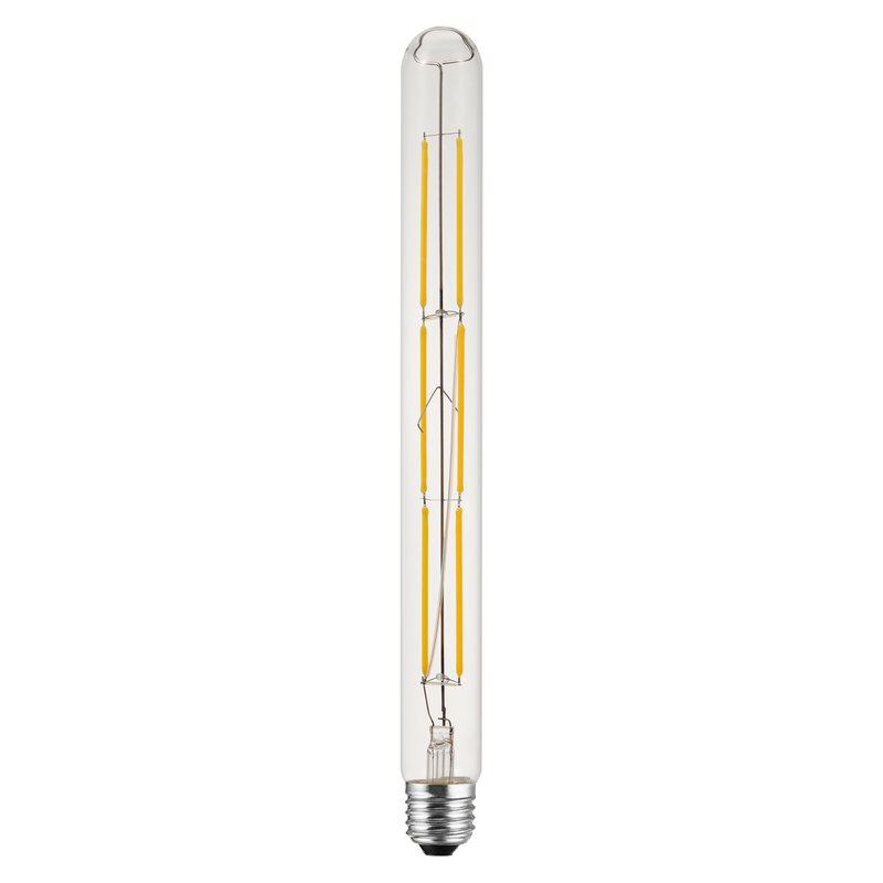 T10 E26 300mm 6W clear tubular LED filament bulb, shadow-free, ETL