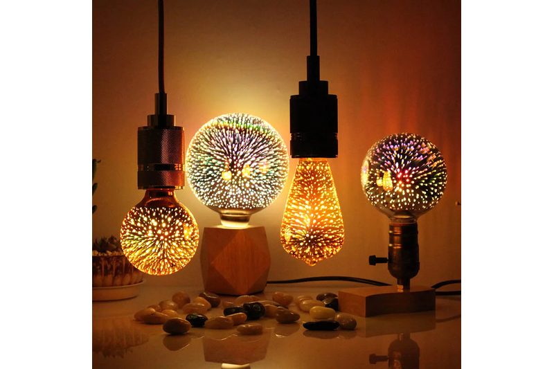 3D effect decorative bulbs with patterned luminous glass