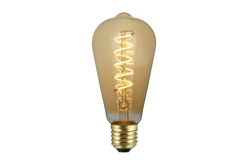 Amber glass LED filament bulb with warm vintage light
