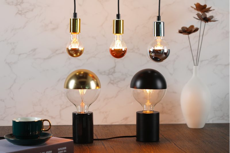 Silver, gold and black top mirror bulbs for glare control