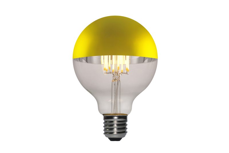 Gold top mirror decorative bulb for warm reflective fixture styling