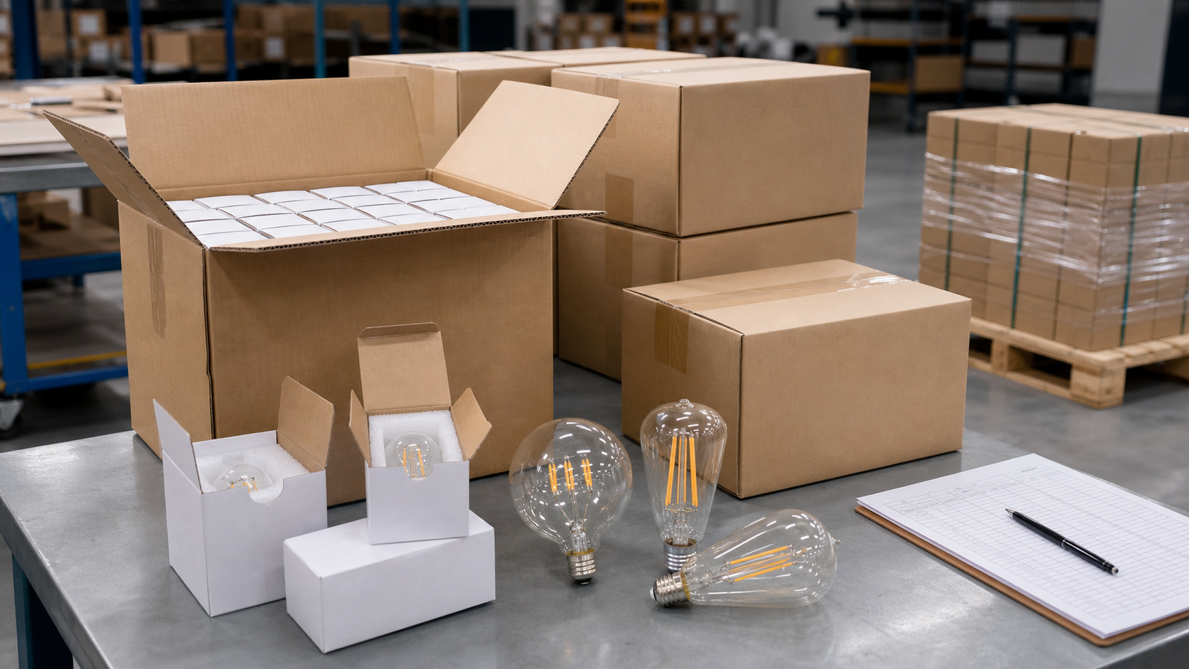 Export master cartons with inner boxes and decorative LED filament bulbs for wholesale packaging
