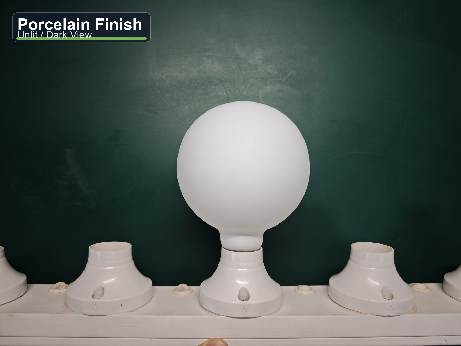 Porcelain LED bulb matte surface for handling and care guidance
