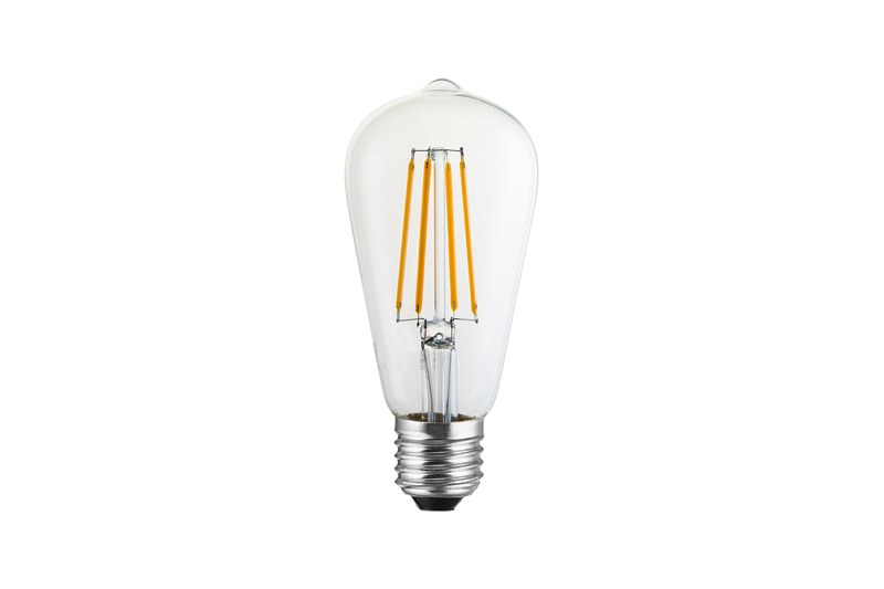 Real LED filament bulb showing filament construction