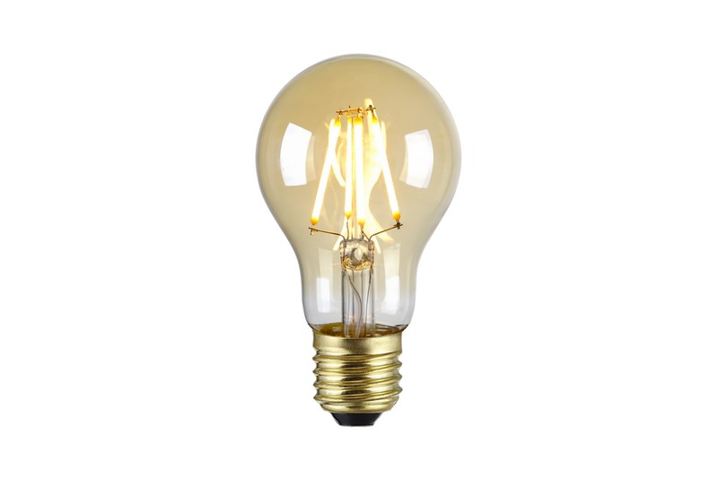 Real amber LED filament bulb similar to incandescent appearance