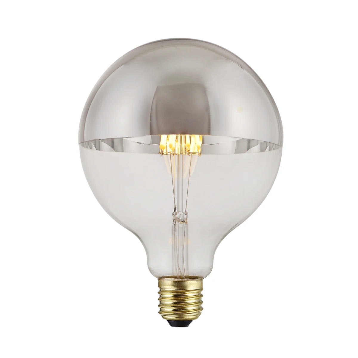 Real HongYu G125 top-mirror LED bulb showing the reflective surface, glass and cap relevant to visual stock inspection