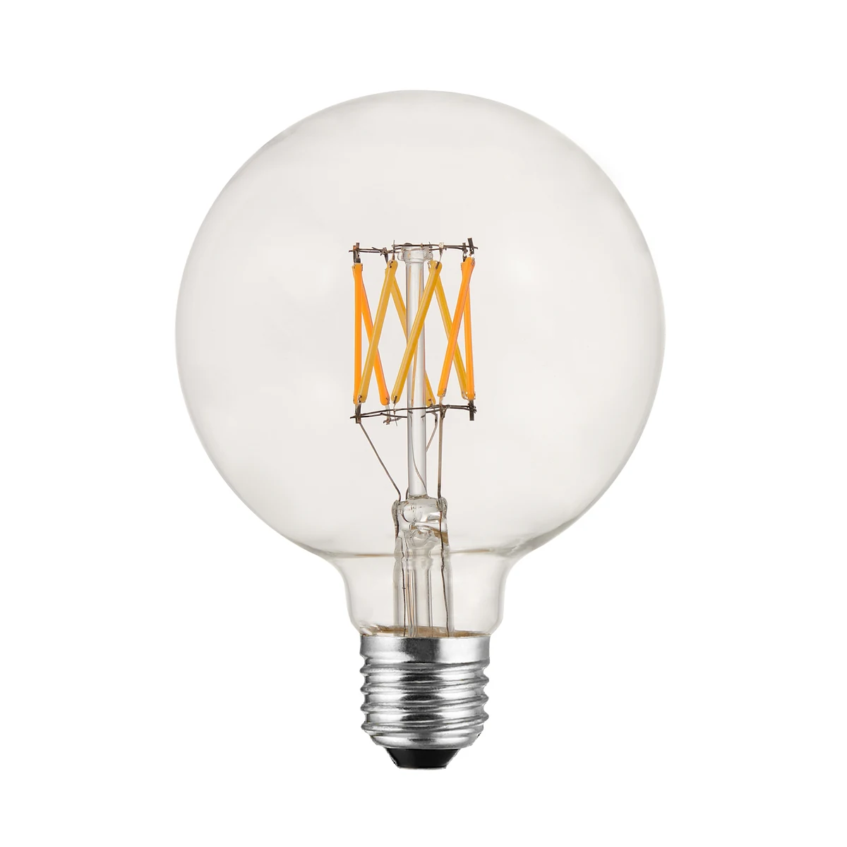 Real HongYu clear G95 dim-to-warm filament bulb used to illustrate configuration-specific review of brightness and color transitions