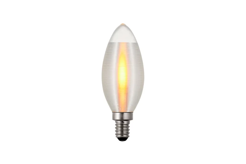 B11-E12-1W-FL-SP satin spun flicker flame LED bulb with E12 base