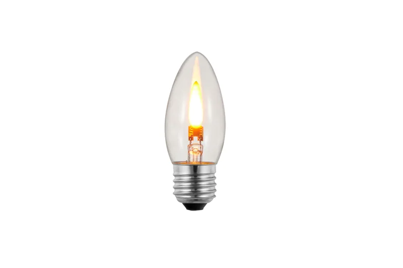 B11-E26-1W-FL-C clear flicker flame LED bulb with E26 base