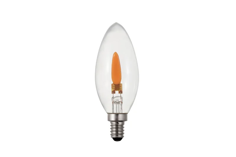 C35-E14-1W-FL-C clear flicker flame LED bulb with E14 base