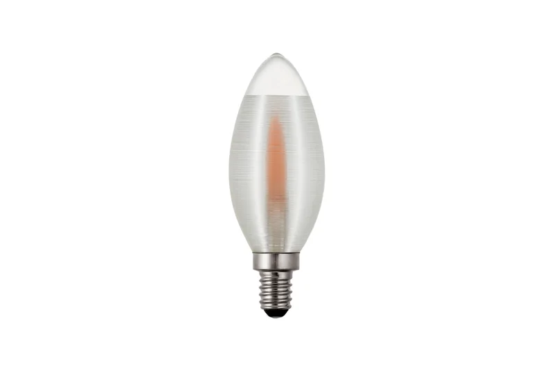 C35-E14-1W-FL-SP satin spun flicker flame LED bulb with E14 base