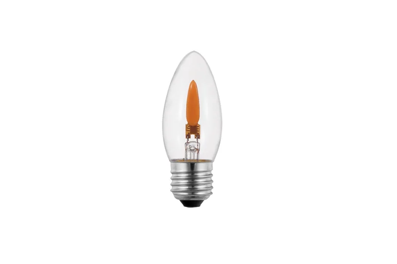C35-E27-1W-FL-C clear flicker flame LED bulb with E27 base