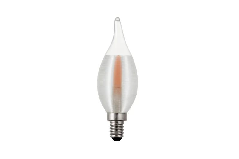 C35L-E14-1W-FL-SP satin spun flicker flame LED bulb with E14 base